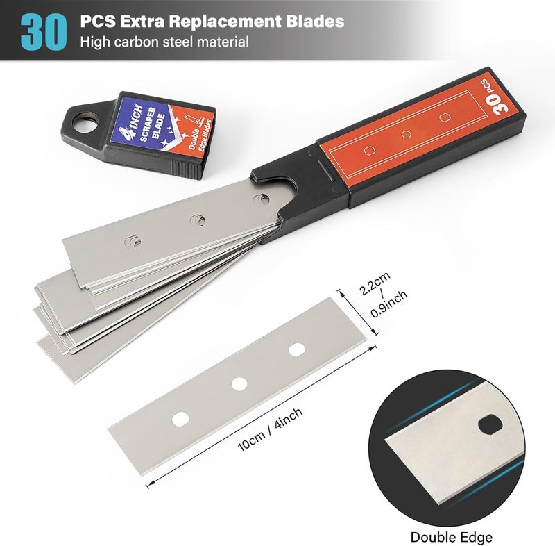 Gomake 4 Inch Razor Blade Scraper Tool Razor Scraper with Extra Razor Blades Cleaning Scraper Remover for Removal Floor Stove Scraping Labels and Decals Sticker on Car Window Glass (W81) - Image 3